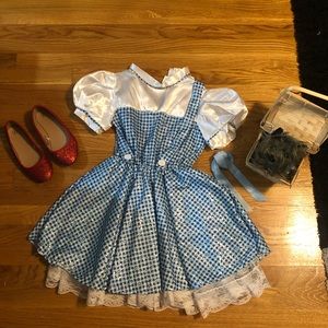 Girls Dorothy Costume M, Toto & Ruby Slippers 2